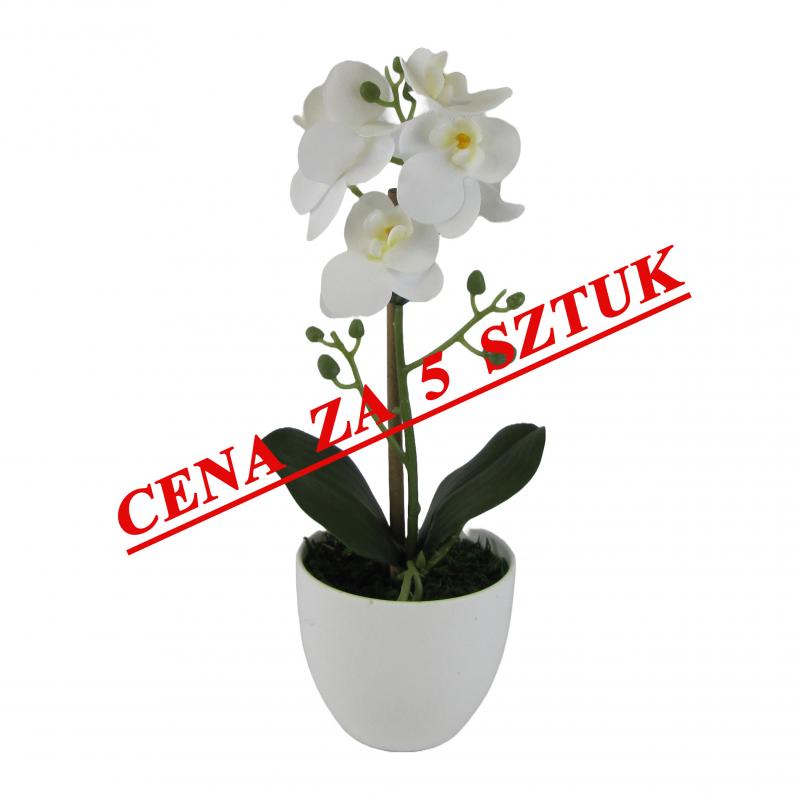 Sztuczny storczyk w doniczce 37cm biały (5 szt.)
